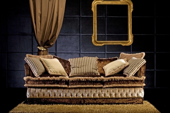Luxus Möbel-Italienisch Sehnsucht Romantik Sofa-gold Vorhang-Kissen Steward-Exedra