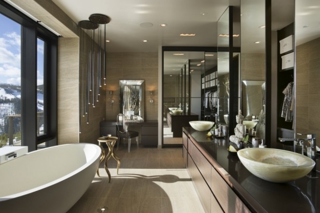 Luxus hütte Panoramafenster Badezimmer-Möbel Wanne freistehend