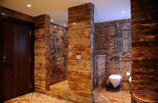 Badfliesen Bad-Design begehbare Dusche Toilette Sanitärbereich Ideen