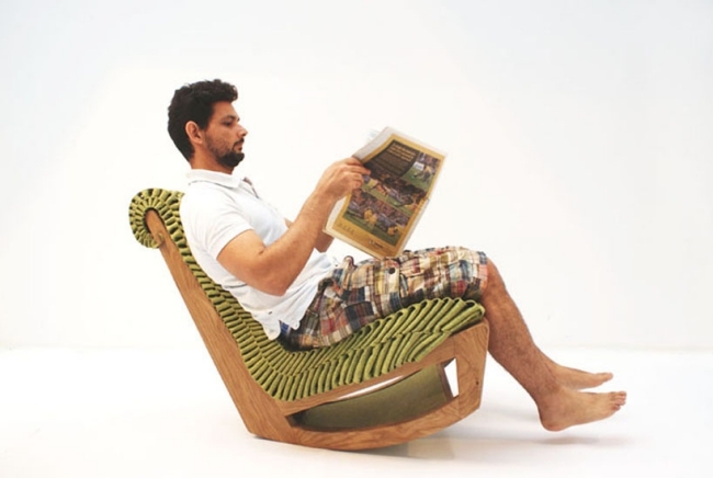Relaxsessel Lounge wasserfest Filz bedeckte-Palmenblätter geflochten