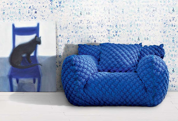 2014 Farben grellblau Bild Katze Wohnzimmer