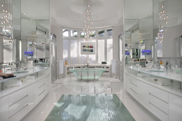 VSG Glasscheibe Boden-Badezimmer exquisit Wanne Kronleuchter-integriertes Led
