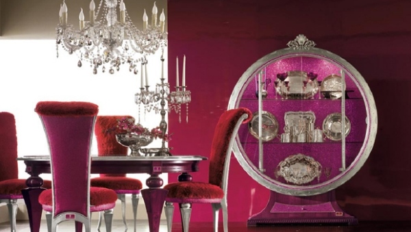 Pink Silber Farbkombination Möbel-Art Decó Luxus Geschirrschrank Oval Stühle