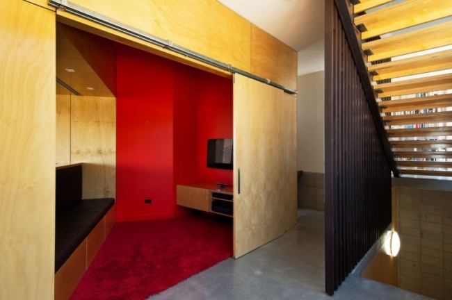 Heim Kino Schiebetür Holzfurnier-Zeder Dublin Street-Haus Neuseeland