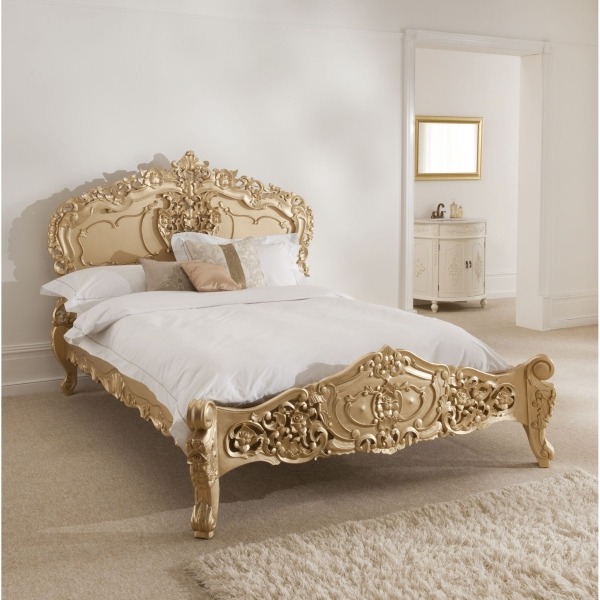 Rokoko Golden Rahmen-Schlafzimmer Bettkopfteil-Ornamene Geschwungene-elegante Formen