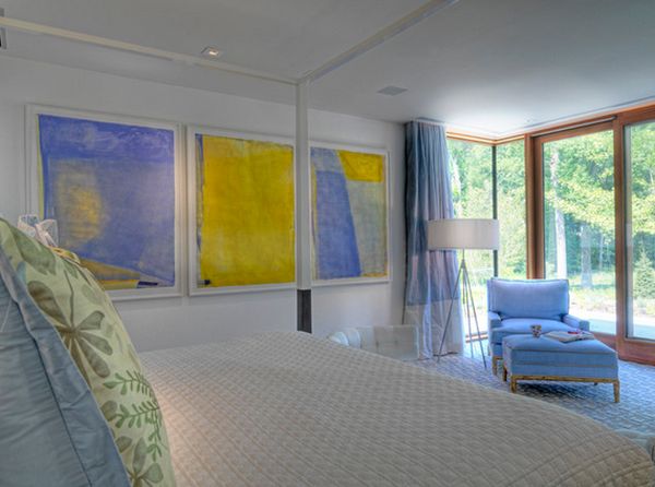 Schlafzimmer Himmelbett Wand-dekorieren Ideen Sessel Öl-Malereien