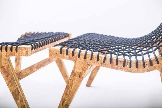 Sessel Design-Hocker Sitz-flexibel elastische Gewebe-recycelte Rohstoffe