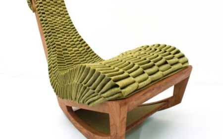 Sessel Skulpturell Design Massivholzrahmen geflochtener Sitz-ergonomisch