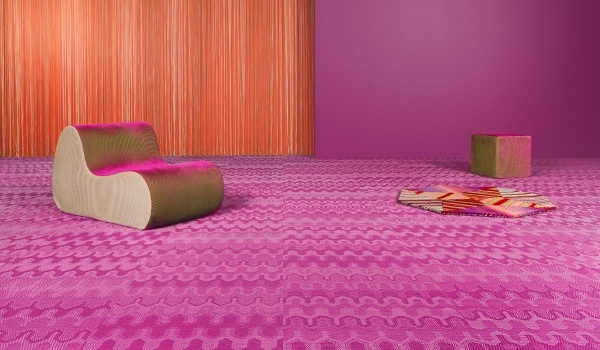 hochflor Teppich gewebt Design-pink kräftige-Farben Akzente-Muster Strukturen