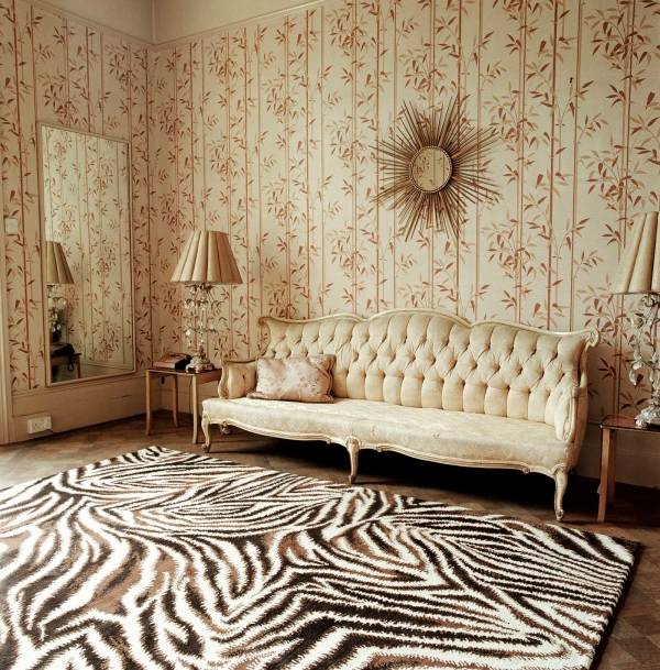 Teppichboden verlegen Design tierische Motive-zebra Wohnzimmer-Bodenbelag Ideen