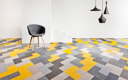 Teppichfliesen Design Boden Grau gelb-teppich hochflor boden verlegemuster