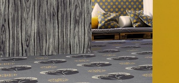 Teppich gemustert grau modern-floral gewebt-hochwertige Materialien synthetisch