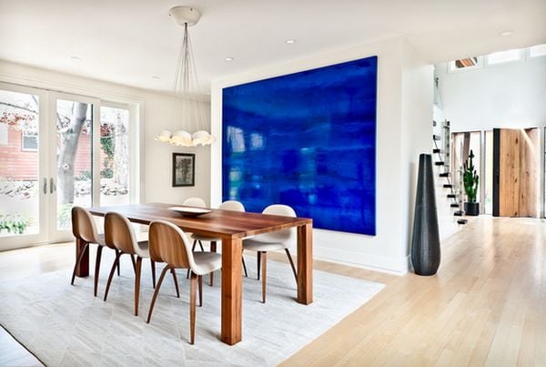 blau Wand Deko Wohnzimmer-Esszimmerstühle rustikal Tisch