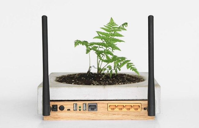 Wifi-Router moderne Features hi tech gadgets integrierter Blumentopf-cybernetic meadow