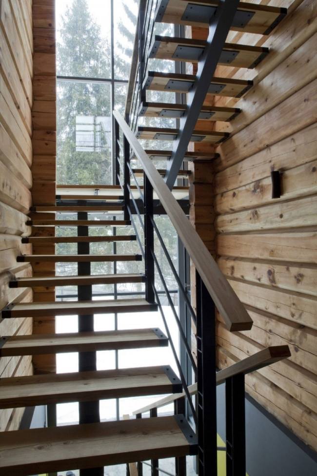 Holz Glas einsatz Wand-Treppenhaus leichte Konstruktion-Treppe Haus