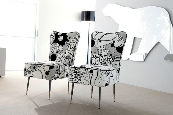 Designer Möbel Einrichtung-Art Deko-Ideen Stühle gemustert grafisch