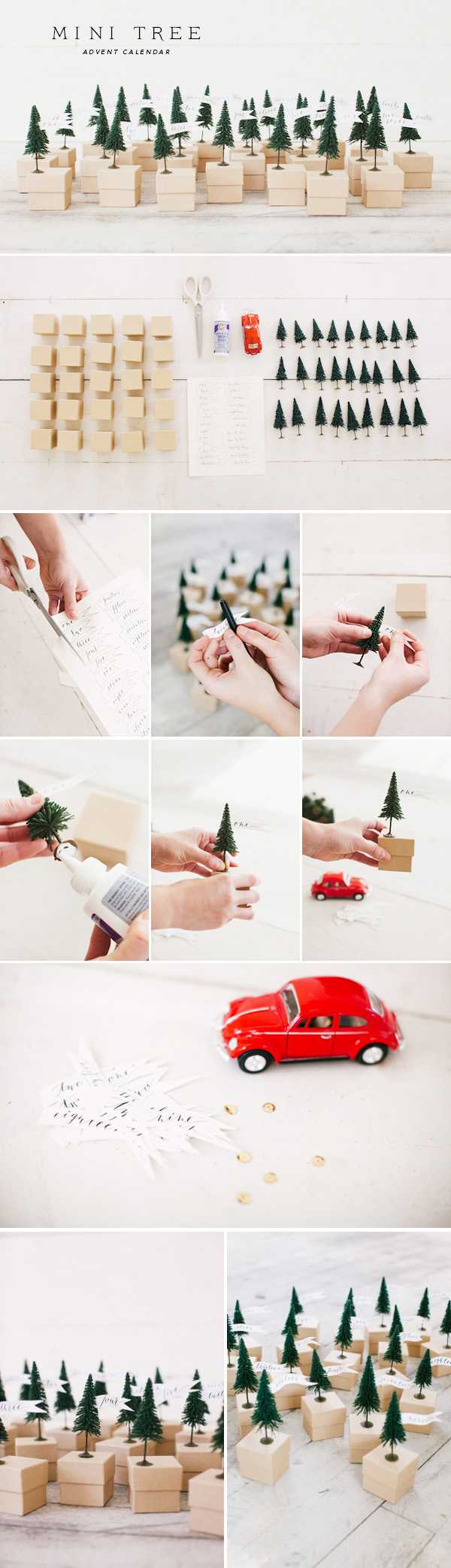 adventskalender basteln ideen mini boxen weihnachtsbaum