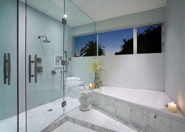 bad design eck badewanne duschebereich glaswand getrennt