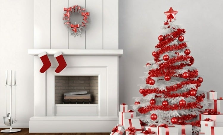 deko ideen weihnachten traditionell weiss rot elegant modern