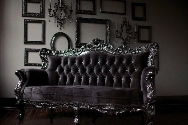 elegant Sofa schwarz Design Polster-Samtig Rokoko-Möbel Velours