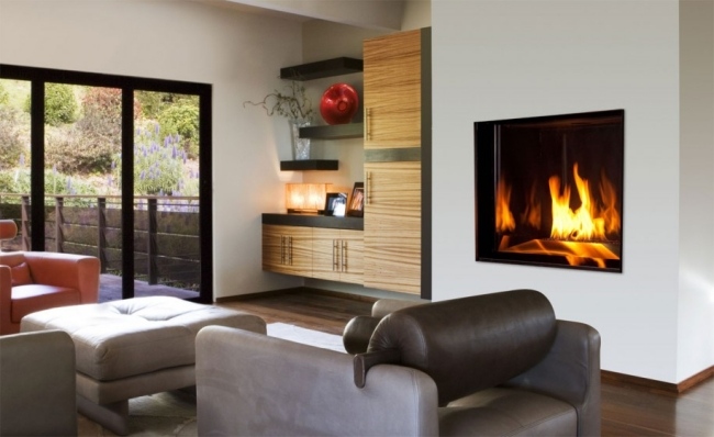 elektrokamin flammen effekte wohnzimmer wand