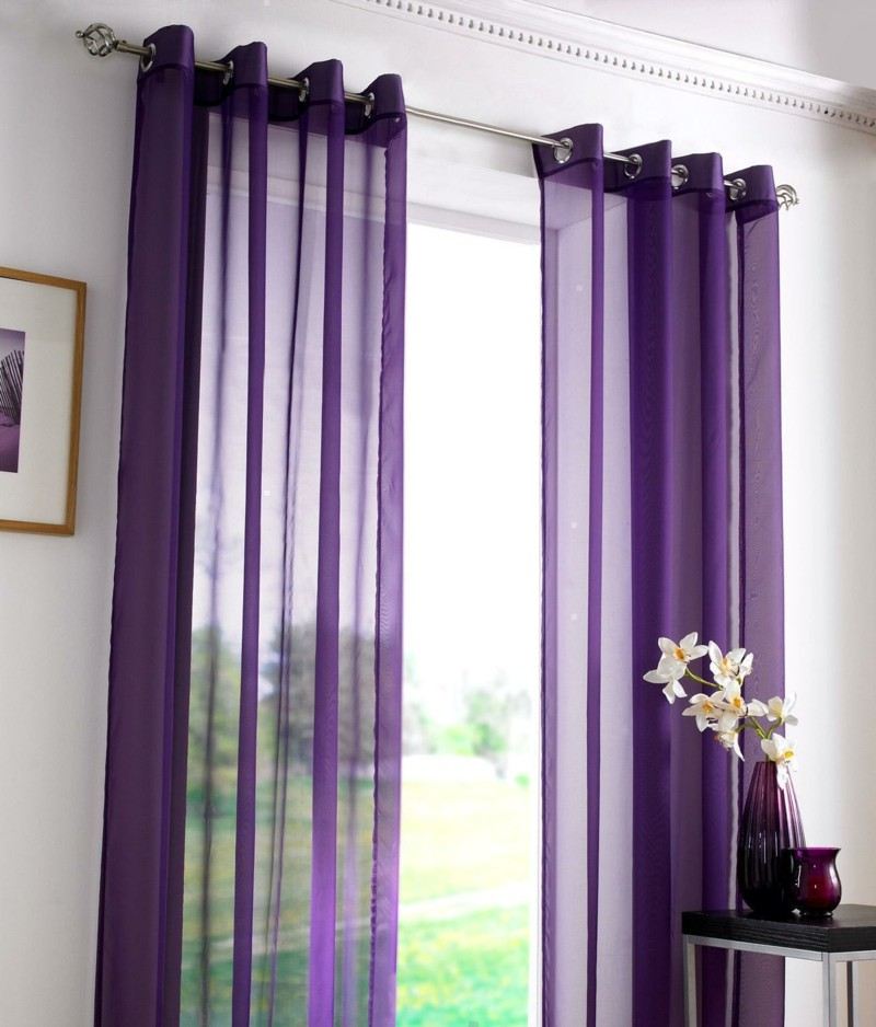 gardinen und vorhänge lila idee modern transparent gardinenstange