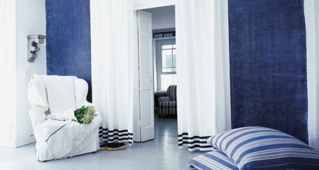 indigodenim dekorative maltechnik wohnzimmer blau