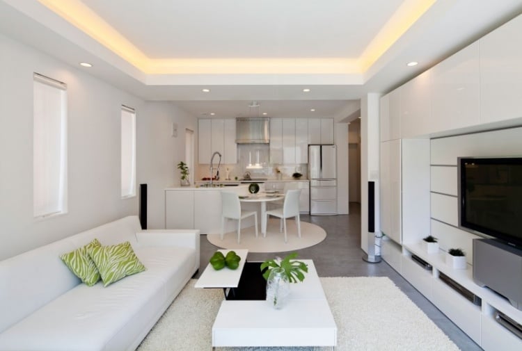 indirekte-LED-Deckenbeleuchtung-wohnbereich-pur-weiss-wohnkueche