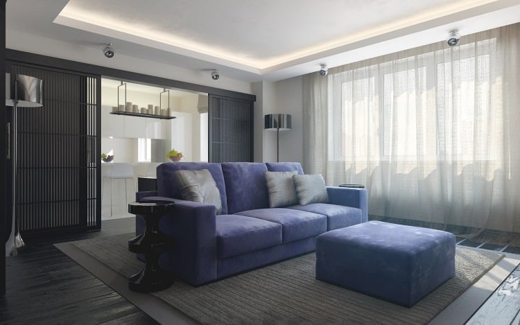 indirekte LED Deckenbeleuchtung wohnzimmer-schiebetueren-kueche-essbereich