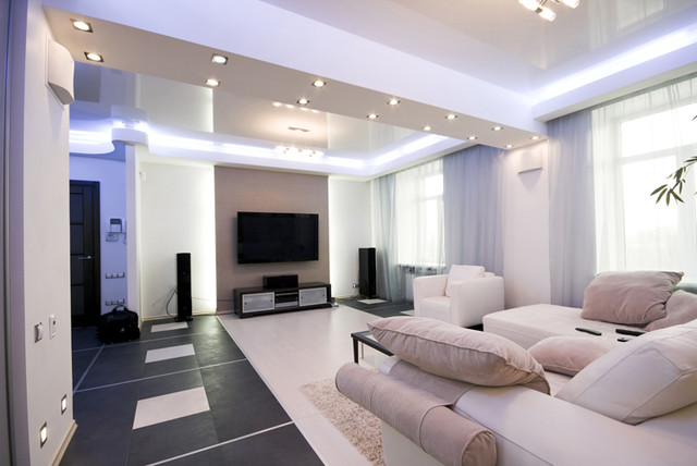  led deckenbeleuchtung wohnzimmer rande einbauleuchten weiße möbel