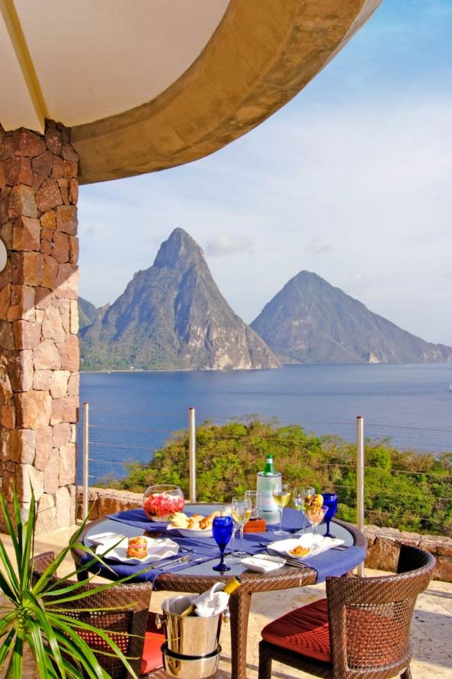 jade mountain luxus resort karibik frühstück sonne
