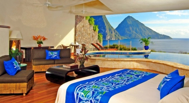 jade mountain luxus-resort suite einrichtung pool bett