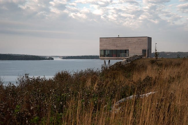 minimalistische Architektur Haus Holz Fassade Blick Ozean
