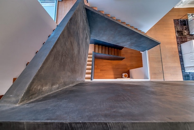 luxushaus israel beton treppe holz stufen