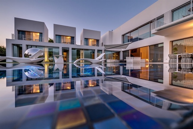 luxushaus in israel pool wasserspiegel getrennte kuben nestor sandbank