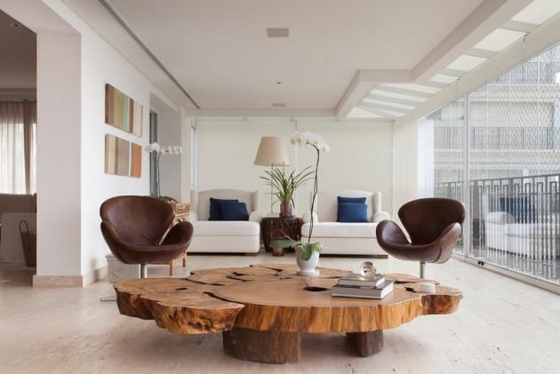 massive Naturholz Möbel Tora Brasil wohnzimmertisch ledersessel
