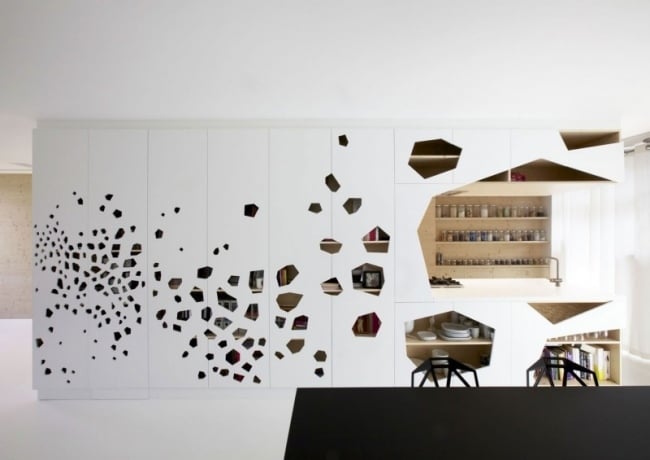 moderne Wohnung i29 architekten lasergeschnittene fronten küche