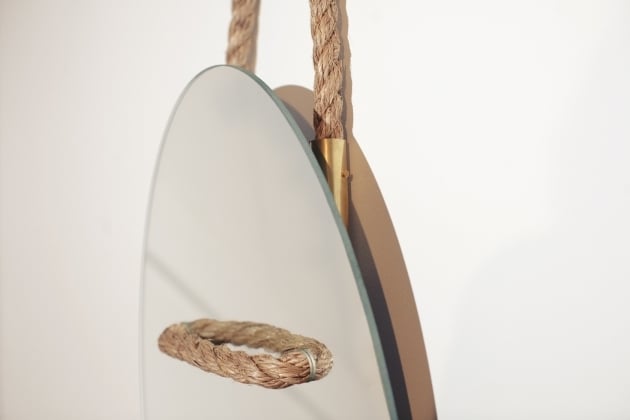 moderne design spiegel oval hanfseil wand aufhängen