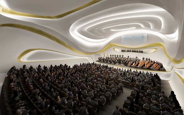 konferenz-zentrum China-Decken Gestaltung-Zaha Hadid-fließende bewegung