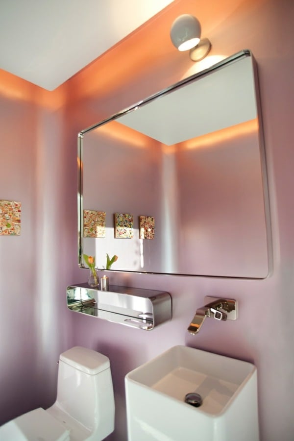 Beleuchtung Perlenfarbe Wand Waschbecken originell