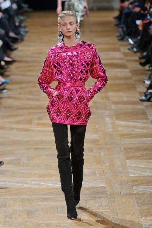rosa modefarben herbst winter 2013 2014 laufsteg balmain