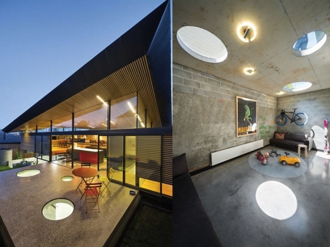 umbau erweiterung modernes wohnhaus terrasse beton ausschnitte