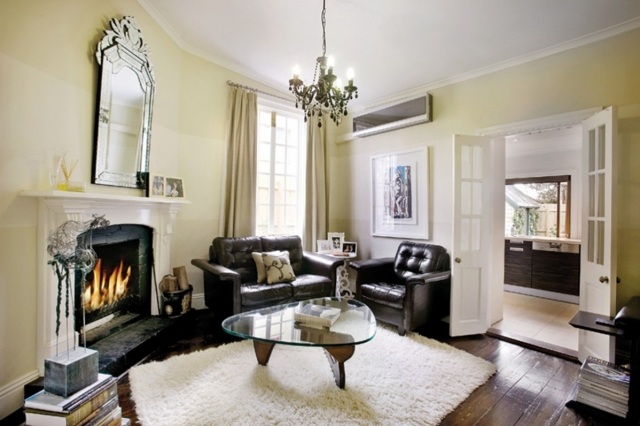 viktorianischer stil wohnzimmer moderne möbel schwarz weiß