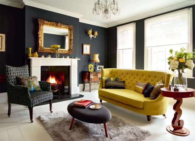 wohnzimmer viktorianischen stil moderne twist schwarz gelb