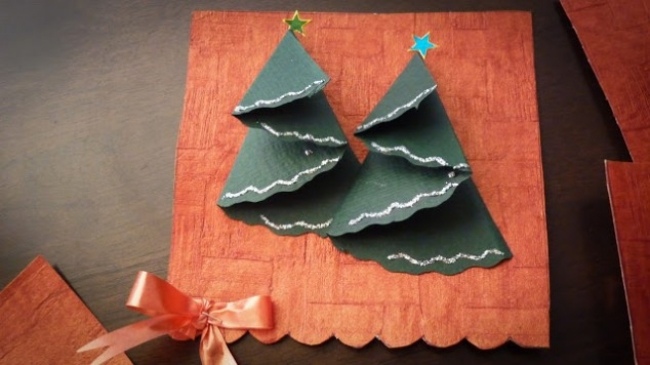 3d-Karte Weihnachtskarte-falten Tannenbaum Schmuck