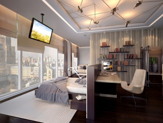 3d-architektur Visualisierung digital schlafzimmer aussicht moskau-Penthouse-on-Gilyarovskogo