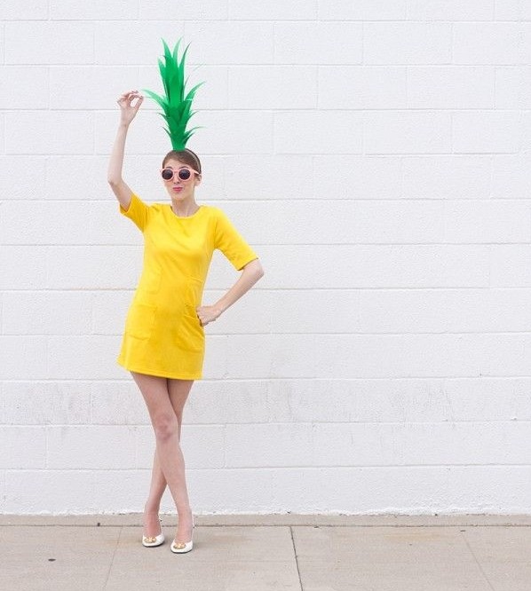 Ananas Kostüm gelb-kopf Accessoire originell Damenkostüme-Faschingskostüme ideen