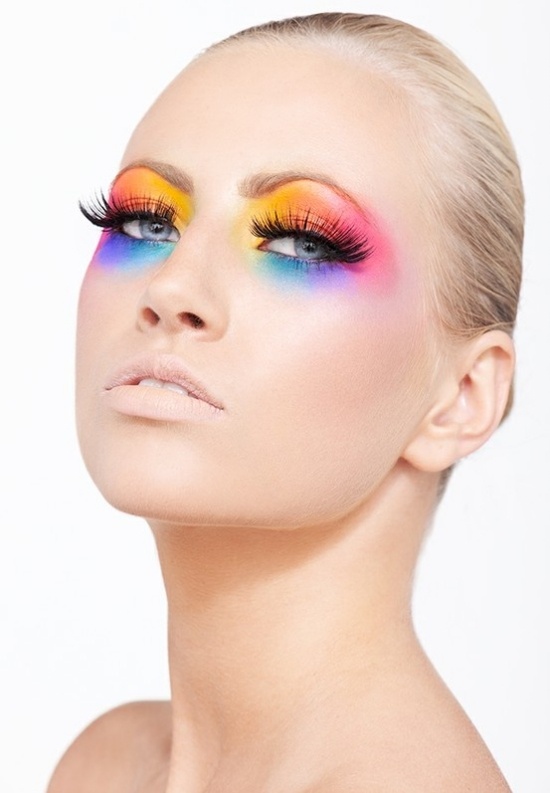 Augen schminken Festlich Regenbogen-Farbenfroh Party-Ideen makeup