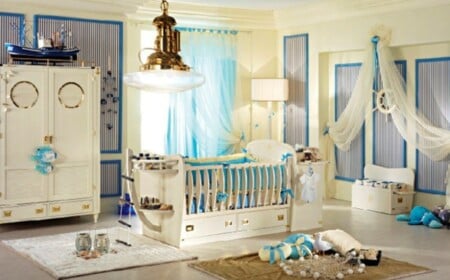 Babyzimmer einrichten Kolonialstil Möbel weißer Schrank Türen