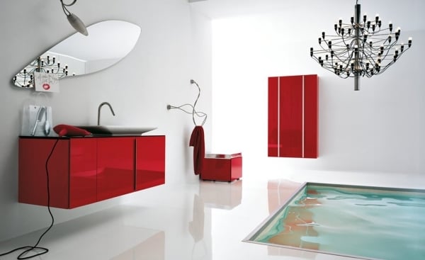 Bad-moderne Möbel-Rot Wandspiegel-indoor pool Kronleuchter-schwarz